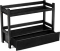 Sorbus Bamboo Bathroom Counter Organizer – 2-Tier Shelf with Hidden Drawer for Vanity, Matcha Station, Bathroom Sink Organizer Countertop, Kitchen & Office Storage (17″ L x 6.5″ W x 12.6″ H) (Black)