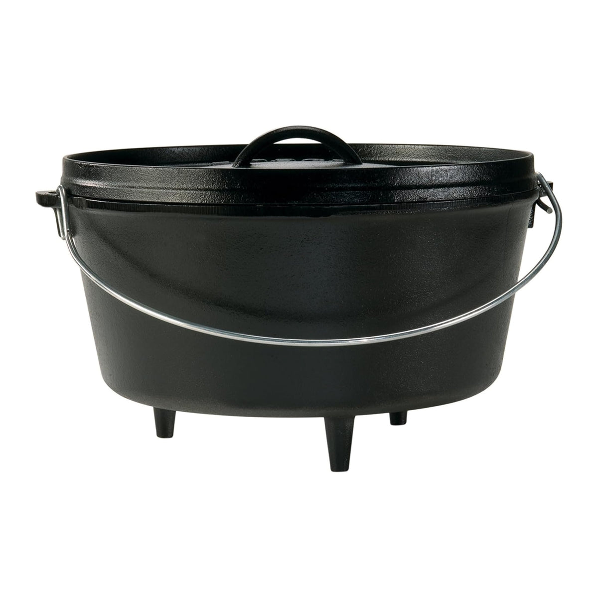 Lodge Seasoned Cast Iron Camp Dutch Oven with Lid - 8 Quart - Dual Handles - Seasoned Cast Iron Cookware with Steel Handle & Strong Lid for Heavy- Duty Camping Cookware