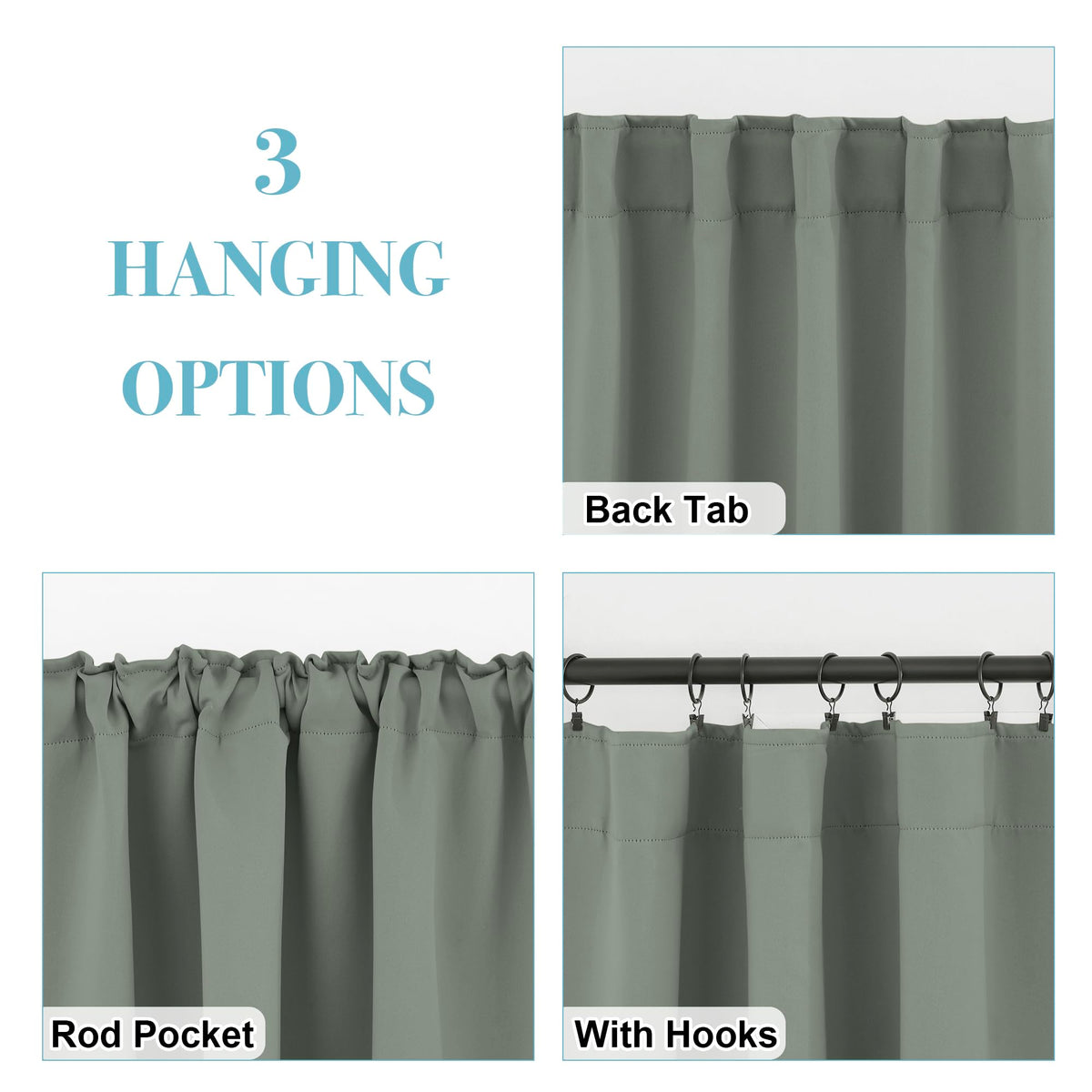 Blackout Curtains & Drapes for Bedroom 54 inches Long (2 Count)