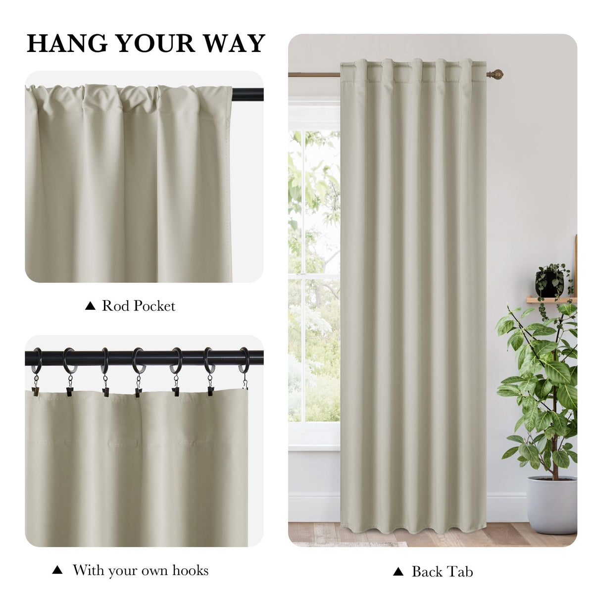 100% Blackout Basement Curtains 36 inches Long (2 Count)