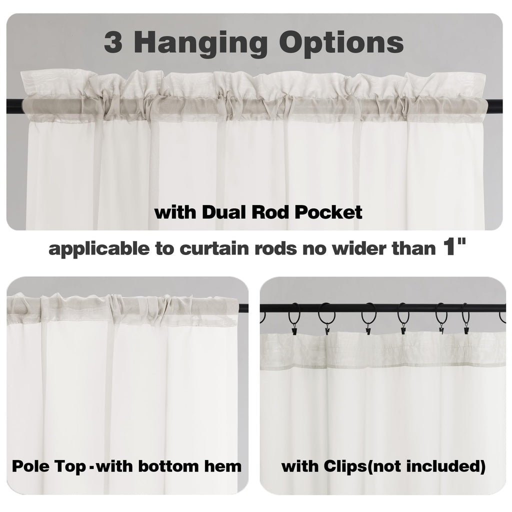 Ivory Sheer Curtains 78 Inches Long 2 Panels Set for Living Room (2 Count)