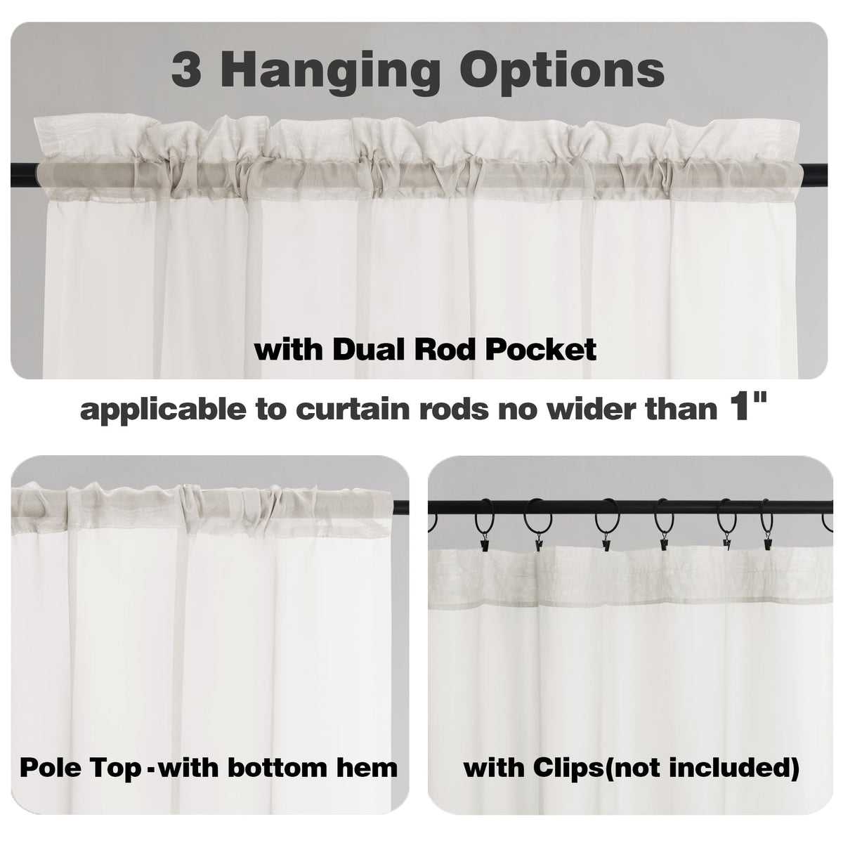 Sheer Curtains 63 Inch Length 2 Panels