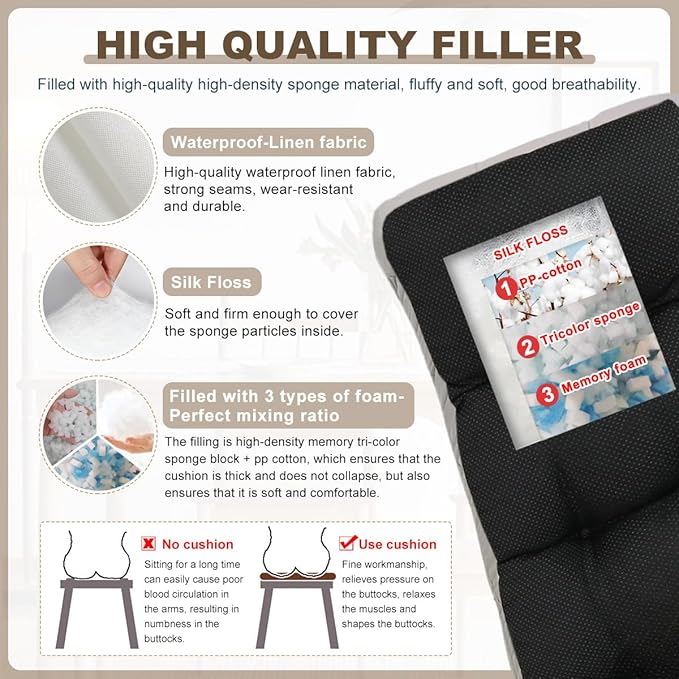 Bench Cushion 47 inches,Indoor/Outdoor Non-Slip Tufted Cushions, Premium Waterproof Linen, Soft Piano Sofa Cushions, High-Density Memory Foam(Light Beige-47x19x4in)
