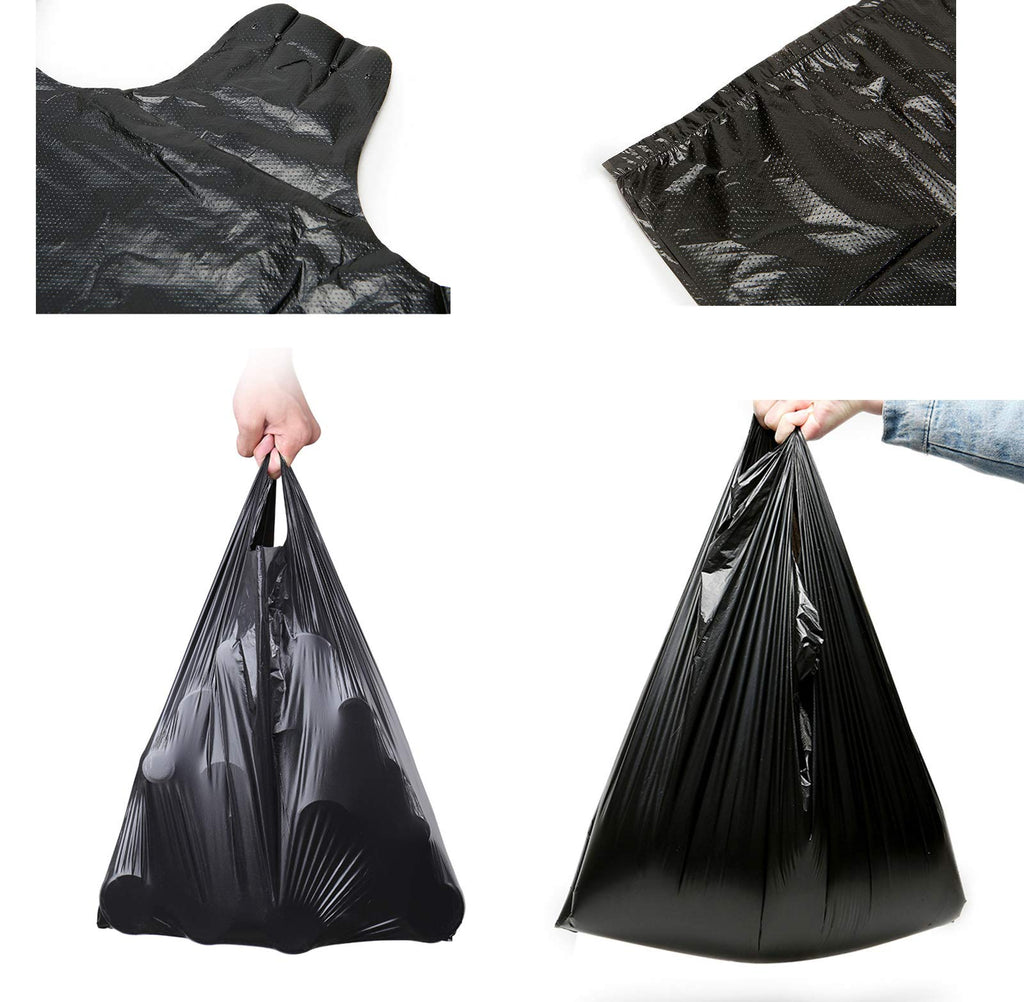 100 pcs Black Trash Bags with Handles (100 Count)