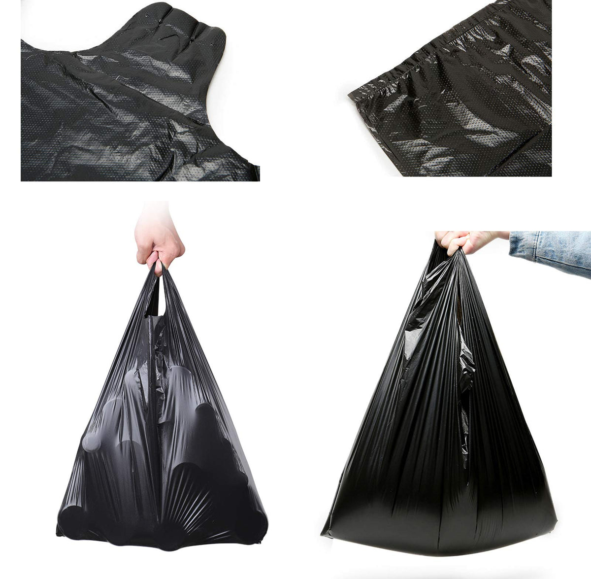 100 pcs Black Trash Bags with Handles (100 Count)