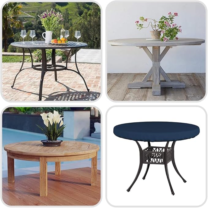 Covers & All Round Table Top Cover, 12 Oz Waterproof UV & Weather Resistant Patio Table Cover, Outdoor Table Cover for Patio Outdoor Furniture & Coffee Table (60" Dia x 4" H Inches, Blue)