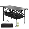 Hsundries 4FT Folding Camping Table,Portable Roll-up Picnic Table with Carry Bag & Mesh Storage,Lightweight Camp Table for Camping,Picnic,Backyard,Party,Patio,BBQ