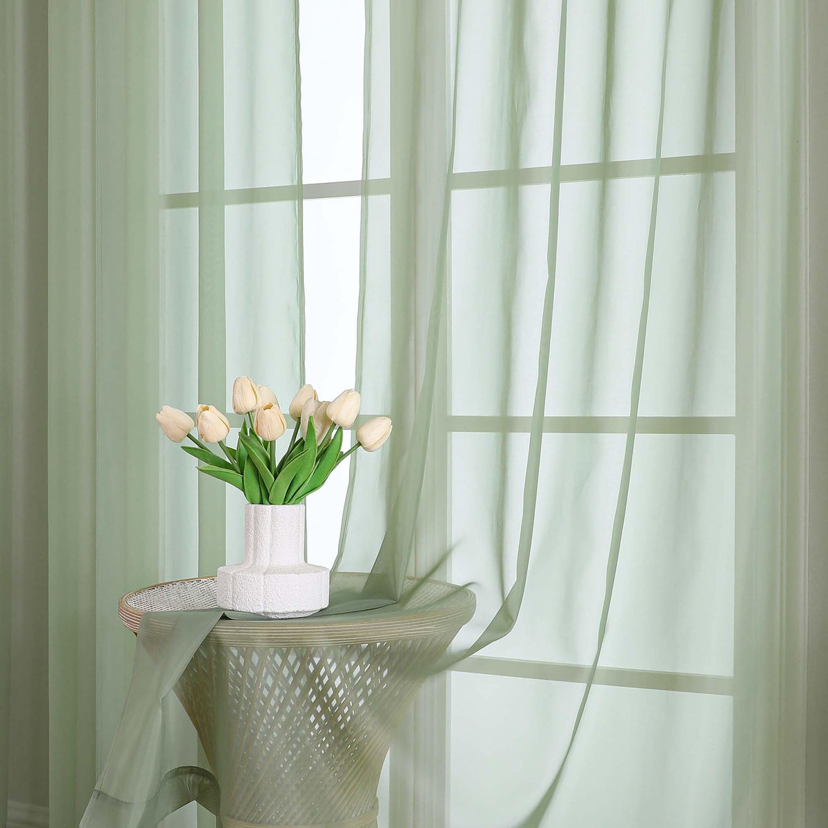 Sage Green Sheer Curtains 90 Inches Long 2 Panels (2 Count)