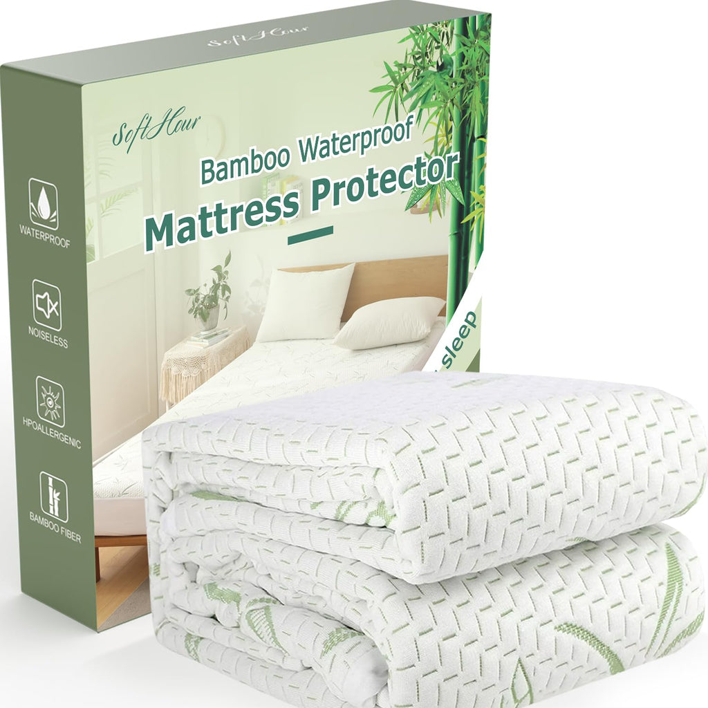 Full Size Mattress Protector Waterproof Mattress Pad Washable Bamboo Rayon Mattress Cover Breathable Noiseless Bed Protector 5"