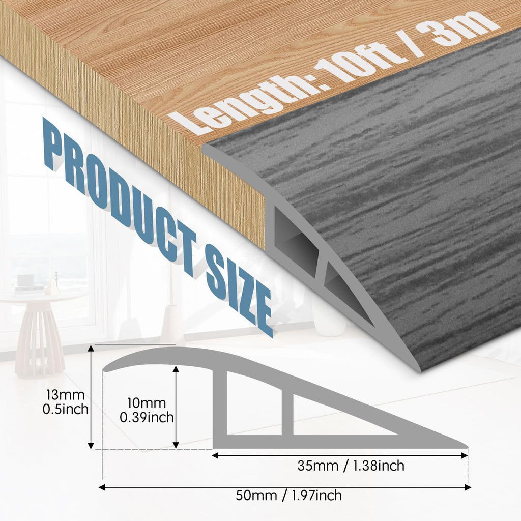 Floor Transition Strip Door Threshold 118" Floor Transition Reducer Trim on The Edges Threshold Strip Self Adhesive Suitable for Doorways