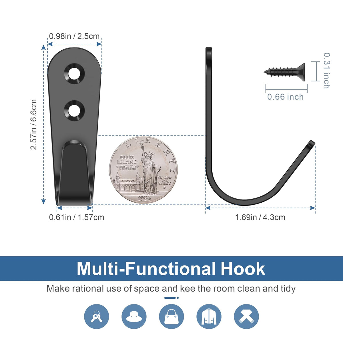 10 Pack Coat Hooks for Hanging (10 Count)