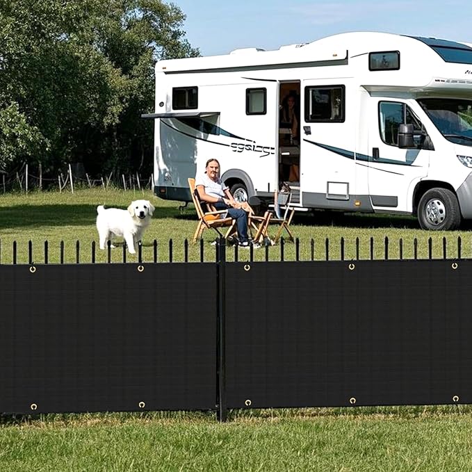 2.5' x 114' Balcony Privacy Screen Fence Cover with Zip Ties Grommets for Apartment Patio Porch Deck Backyard Outdoor (Black)