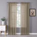 Sheer Curtain Linen Textured Living Room Curtains Sheer Light Filtering Rod Pocket Voile Curtain for Bedroom