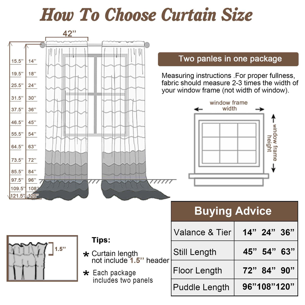 Cream Sheer Curtains 78 Inches Long 2 Panels Set for Living Room (2 Count)