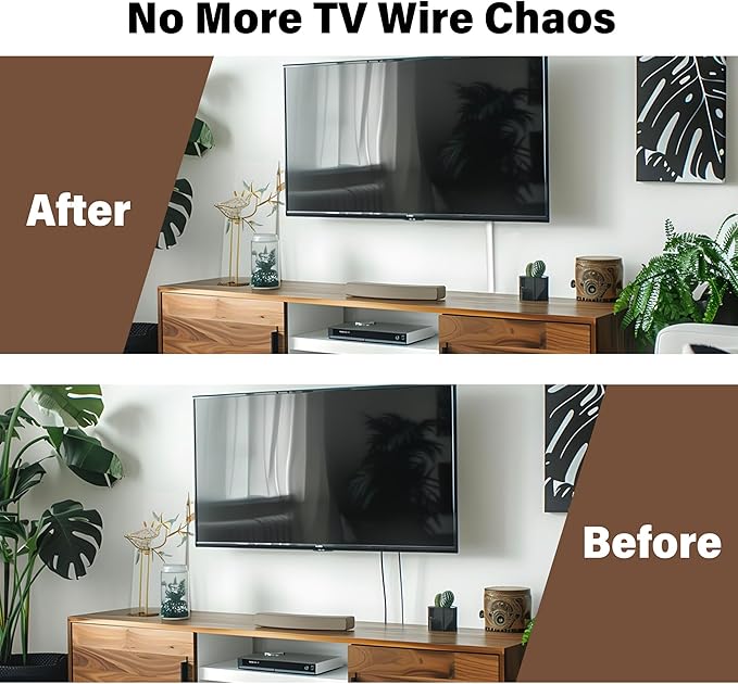 Cord Hider for Wall Mounted TV, 118" Cable Cover for 2-3 Cables with Side Open, Flexible Silicone Wire Raceway Management,Self-Adhesive Cord Organizer,Wire Concealer Channel, White