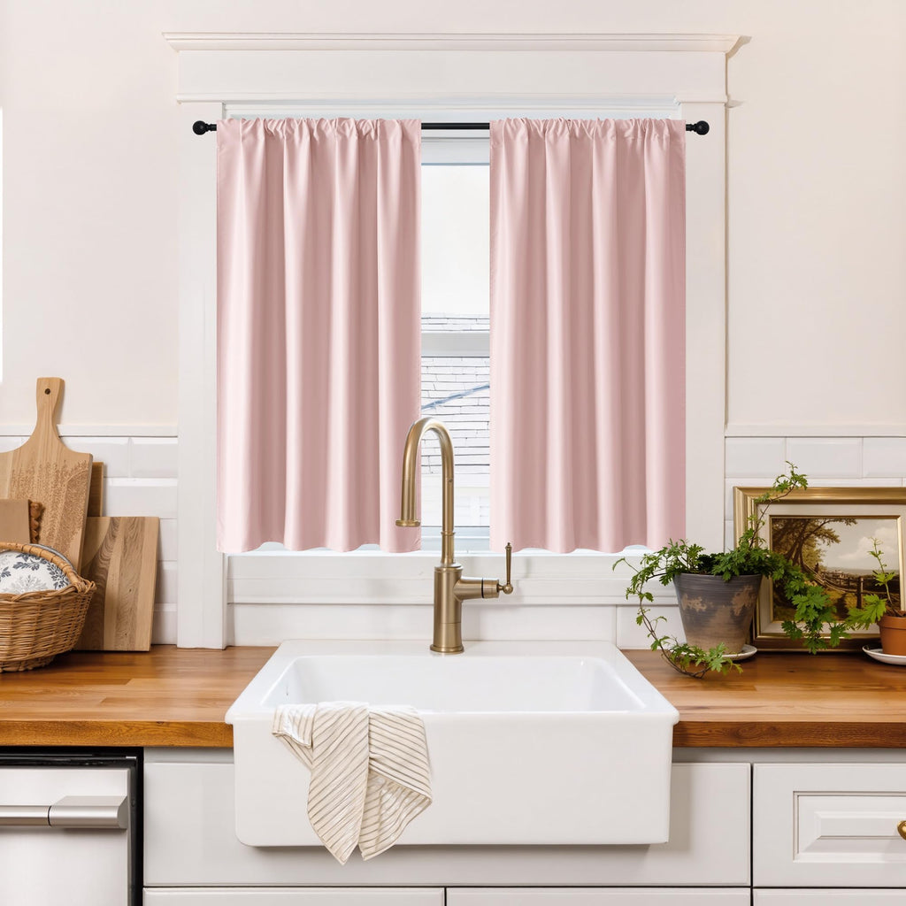 100% Blackout Short Curtains for Small Window (2 Count)