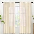 72 Inch Length Beige Linen Curtains for Living Room (2 Count)