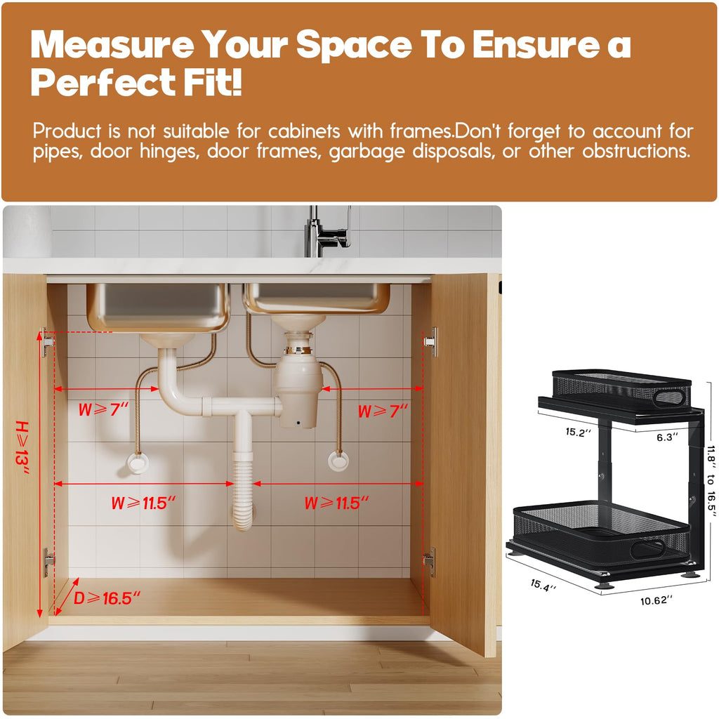 1 Pack Under Sink Storage Organizer with 2