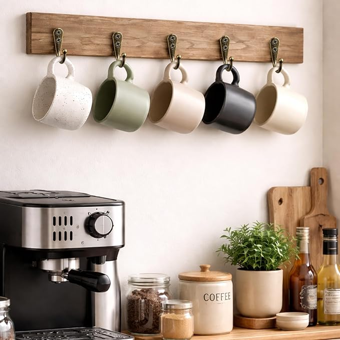 POZEAN 40 Pack Wall Hooks for Hanging, Heavy Duty Small Coat Hooks Wall Mounted for Living Room, Bathroom, Kitchen, Bedroom for Key, Cup, Bag, Hat, Scarf, and More (Bronze)