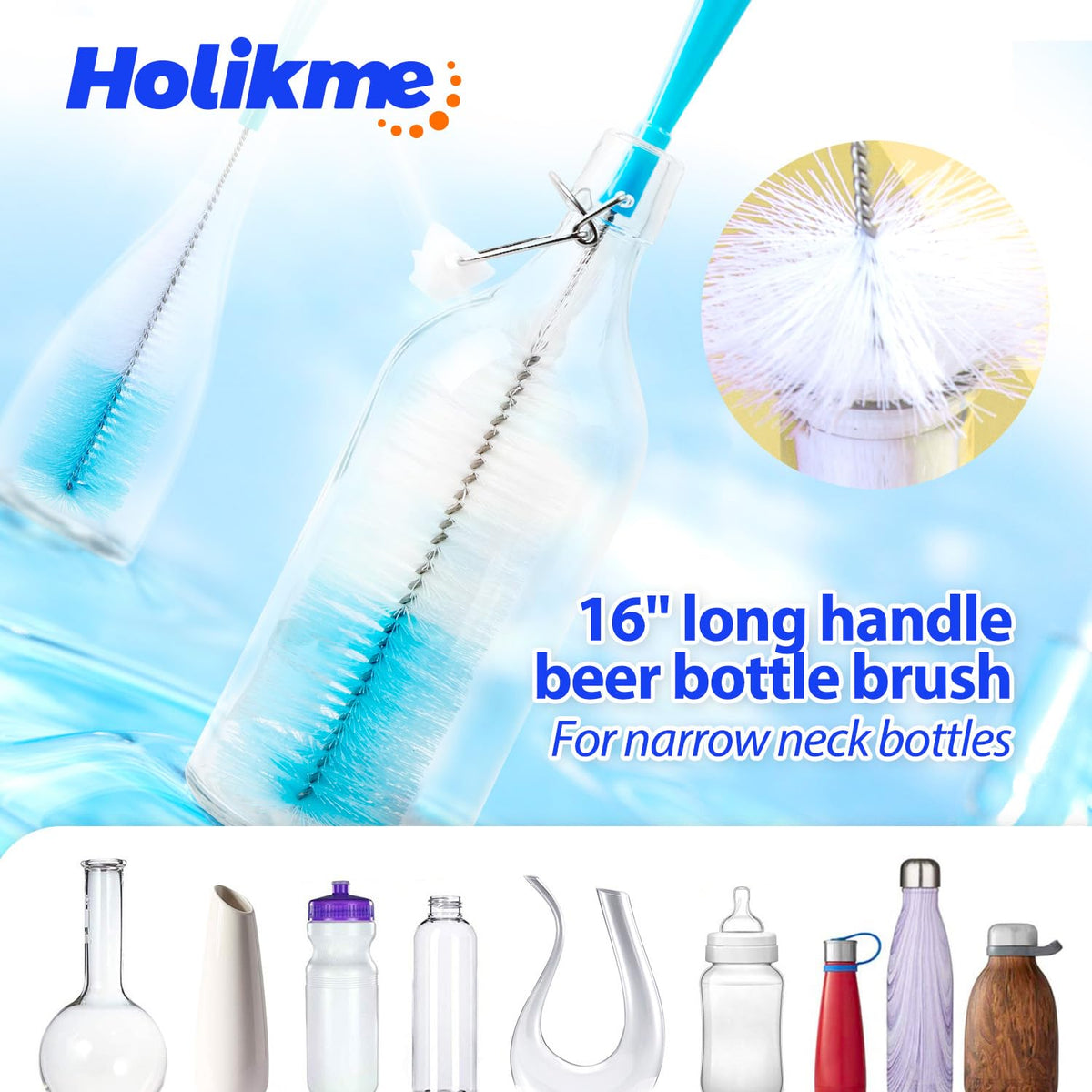 Bottle Brush Tube Cleaning Lab Set with Long Handle (11 Count)