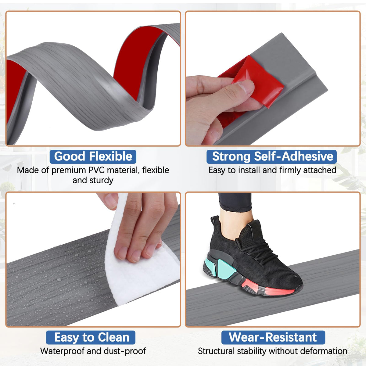 Vinyl Floor Transition Strip Self Adhesive Door Threshold Strip
