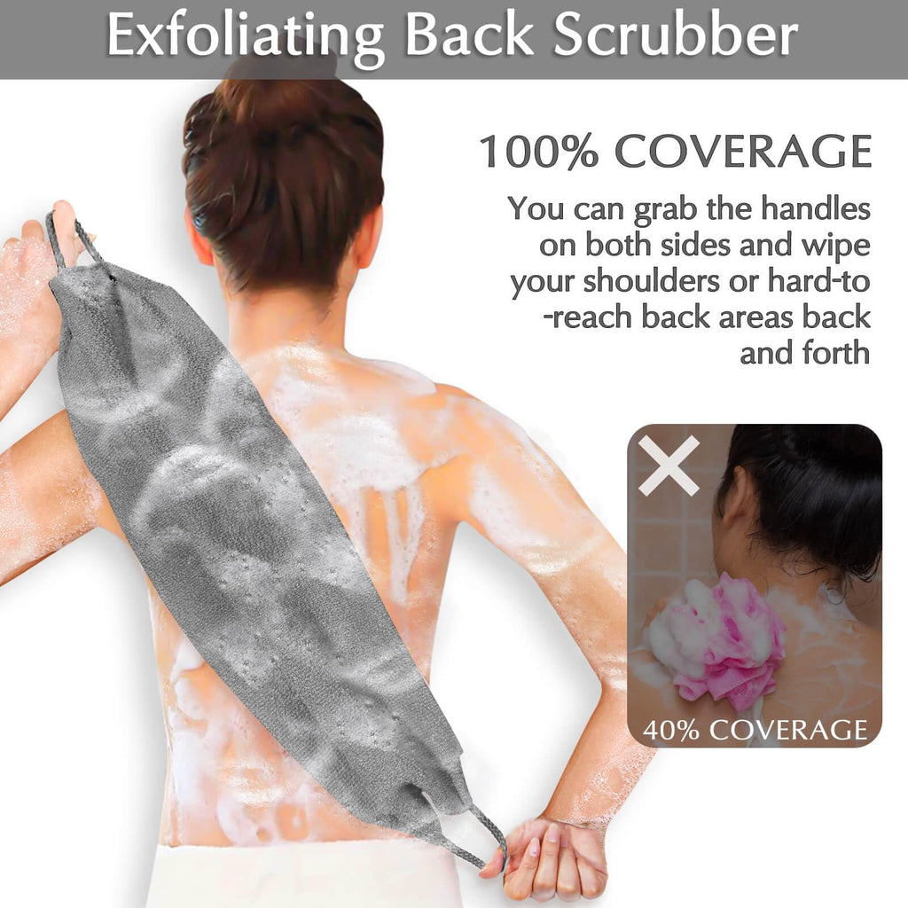 Exfoliating Back Scrubber Bath Gloves Set (3 Count)