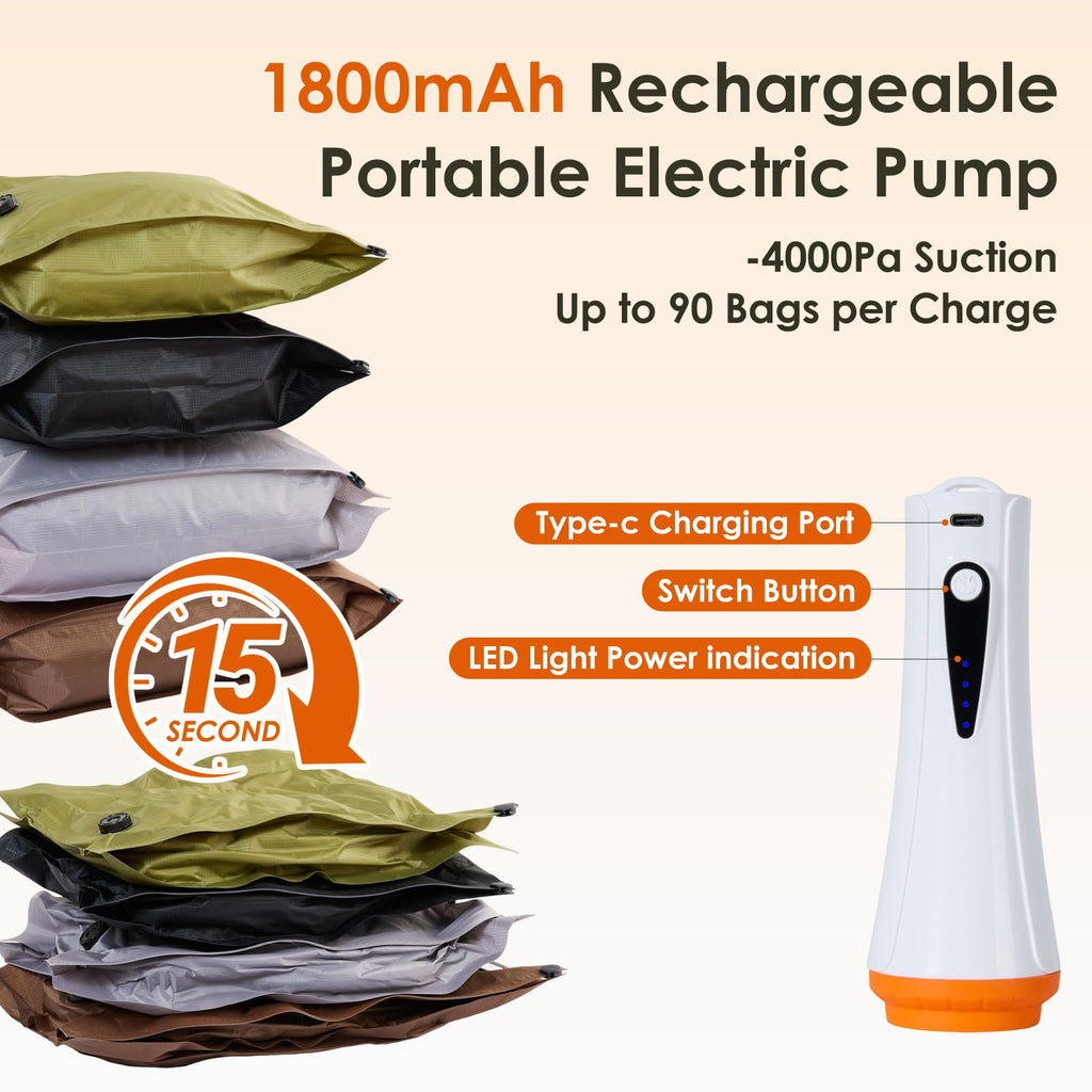 4 Pack Fabric Vacuum Storage Bags with Wireless Electric Pump Anti