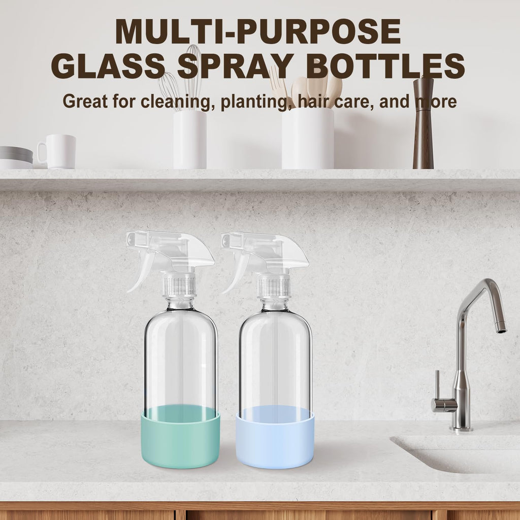 Glass Spray Bottles with Silicone Sleeves (2 Count)