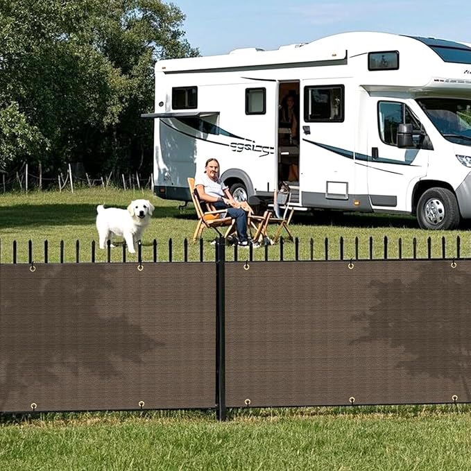 2.5' x 37' Balcony Privacy Screen Fence Cover with Zip Ties Grommets for Apartment Patio Porch Deck Backyard Outdoor (Brown)