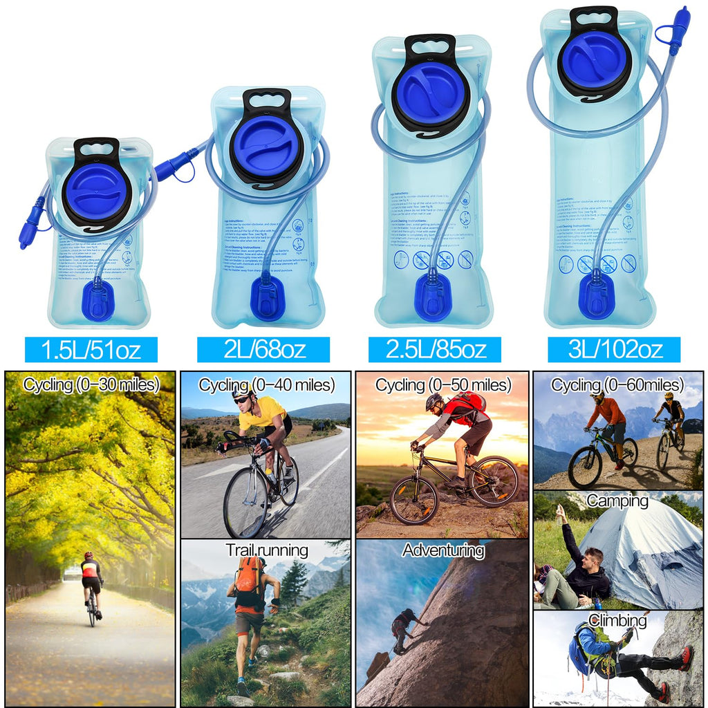 Mdvora 1.5L/2L/2.5L/3L Hydration Bladder, Large Opening Water Storage Bladder Bag, for Cycling Hiking Camping(2L,1 Pack)