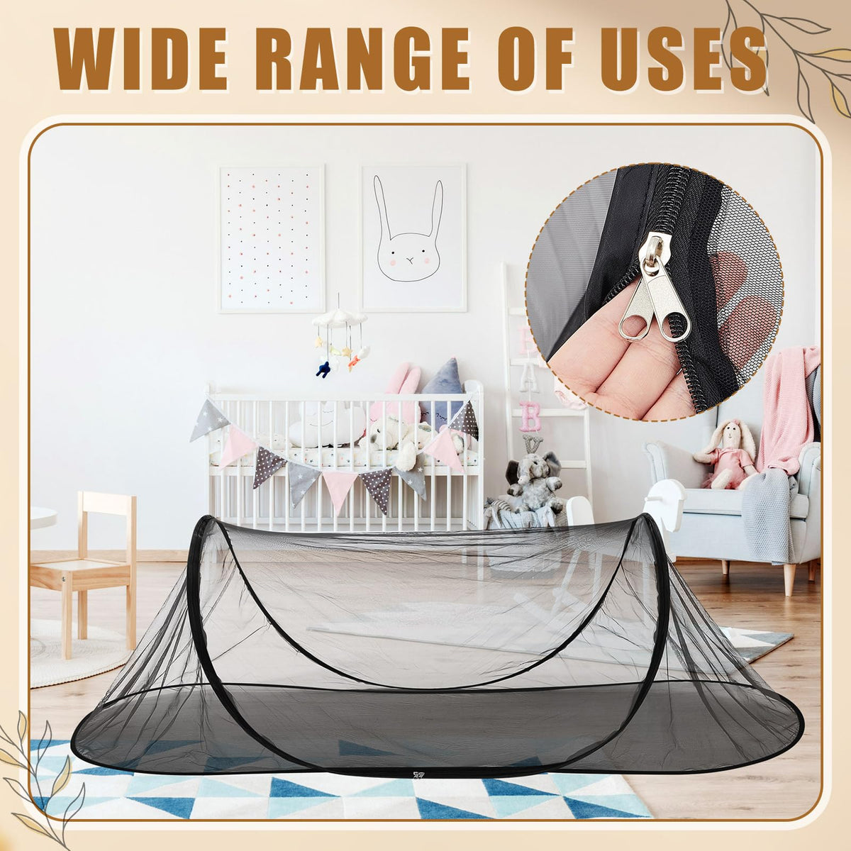 Vincreem Camping Mosquito Net - 2 Pcs, 78 * 31 * 22, Black