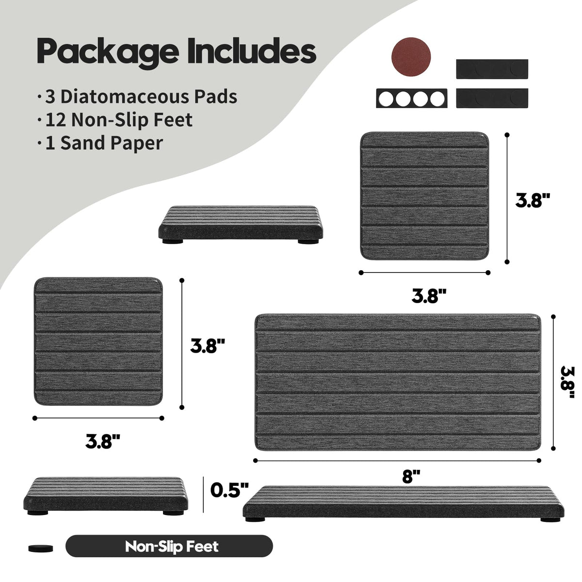 3 Pack Diatomite Stone Sink Tray (3 Count)