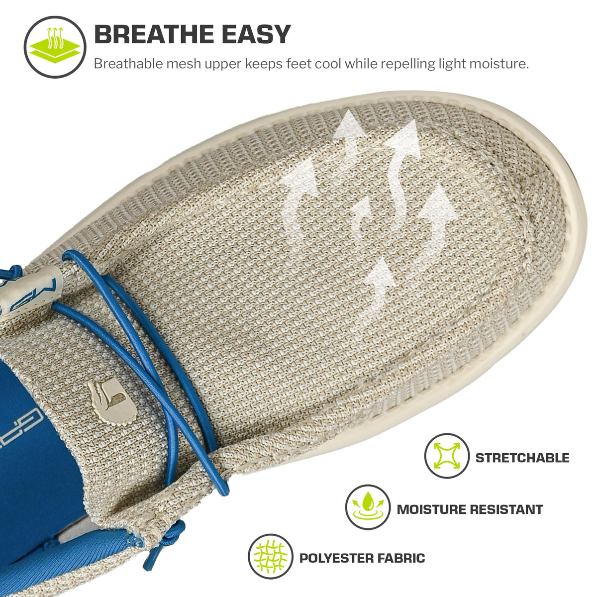 Gator Waders Mens Camp Shoes - Lightweight Slip-On Outdoor Loafers for Men with Elastic Laces, Breathable Mesh, Cushioned Insole Comfortable Durable Casual Footwear (11, Shoreline)