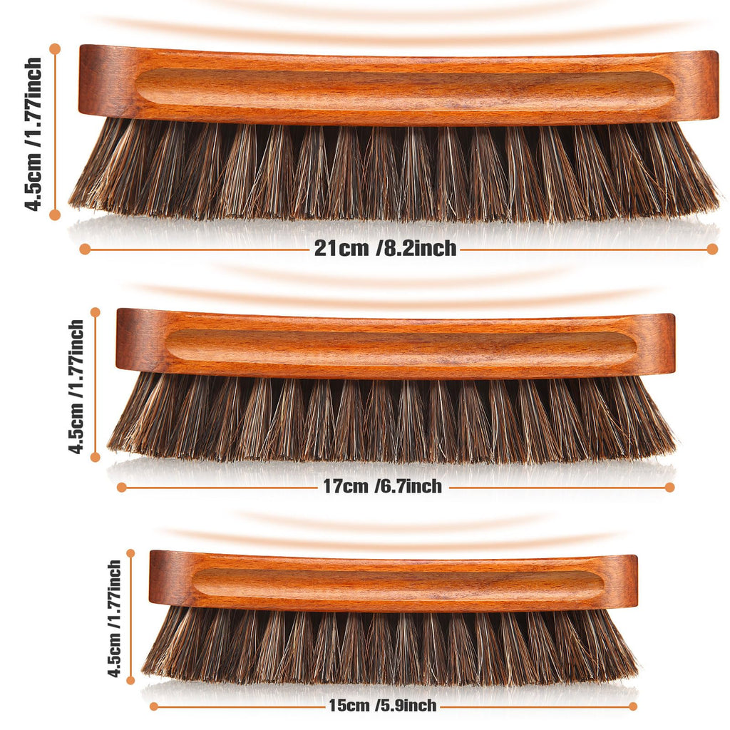 4 Pcs Horsehair Shine Shoes Brush Kit Polish Dauber Applicators Cleaning Leather Shoes Boots Care Brushes Suede Cleaner Brush with Microfiber Shoe Gloves (3 Count)