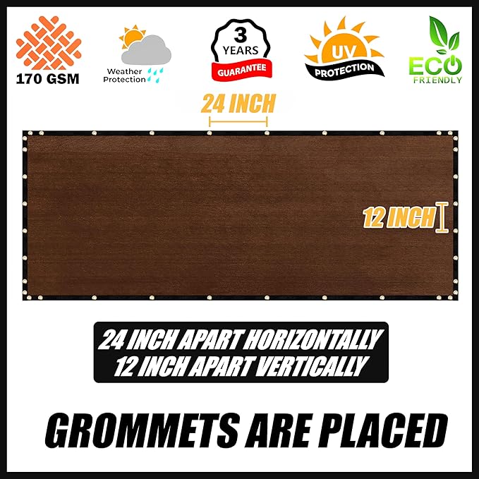 Royal Shade Custom Size 4' x 66' Brown Fence Privacy Screen Windscreen Cover Netting Mesh Fabric Cloth - Cable Zip Ties Included (We Make Custom Size)