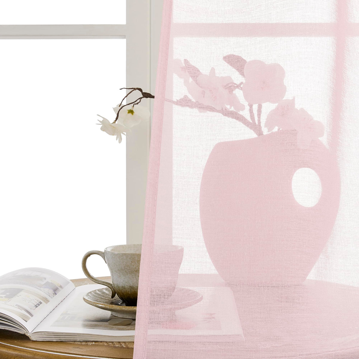 Sheer Door Curtains Closet Linen Textured Curtain Sheers Doorway Light Filtering Voile French Doors Rod Pocket Curtains Patio Glass Door