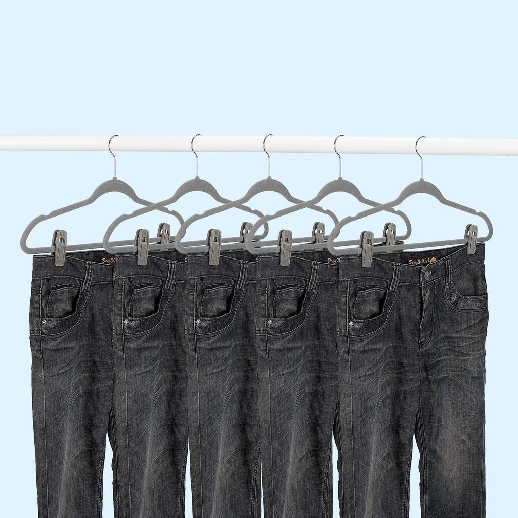 Grey Velvet Hanger Clips (60 Count)