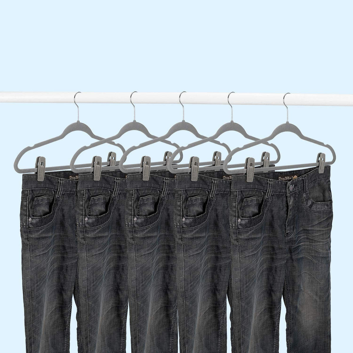Grey Velvet Hanger Clips (60 Count)