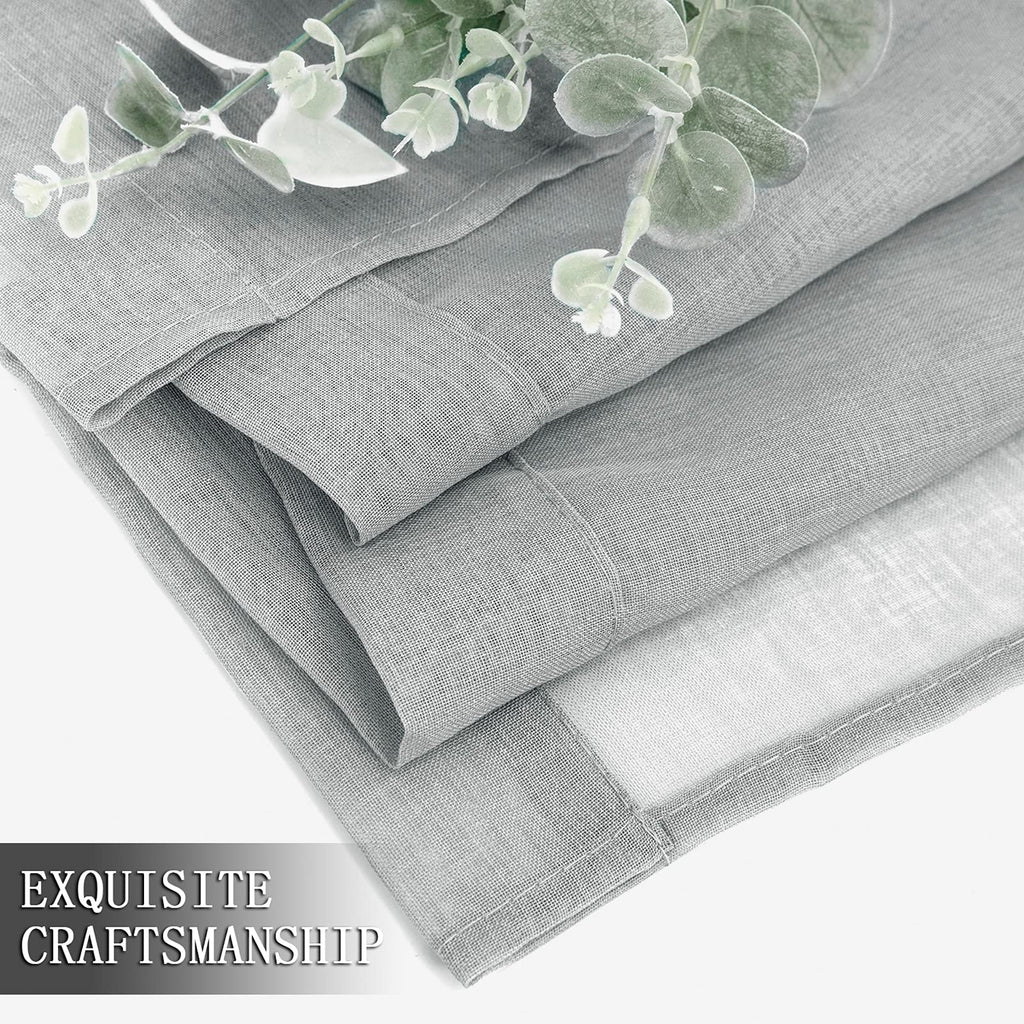 Short Sheer Curtains Linen Textured Bedroom Curtain Sheers Light Filtering Rod Pocket Voile Curtains for Living Room
