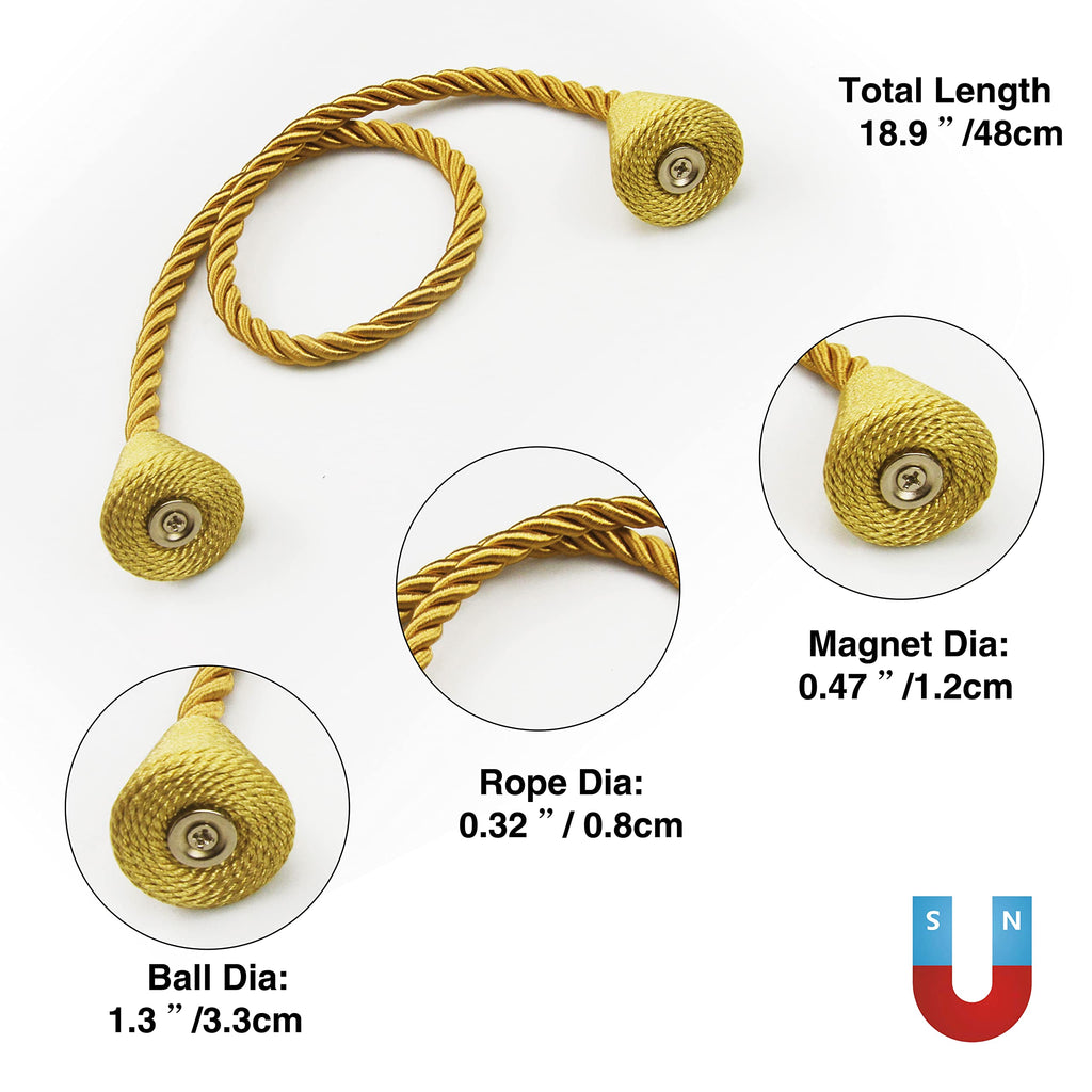 Magnetic Curtain Tiebacks Rope Decorative Holdbacks for Drapes Nieffeiy