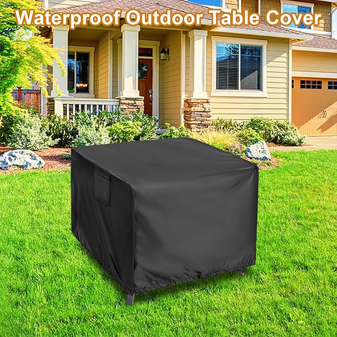 Outdoor Table Cover Square 36 inch Patio Table Cover Waterproof Patio Furniture Covers Rectangular for Outside Small Table and Chair Sets, Fire Pit, Coffee Table, Ottoman -36"L x 36"W x 42"H