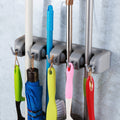 Mop and Broom Holder Wall Mounted 4 Position Storage Rack with 5 Retractable Hooks Holds up to 9 Tools Utility Weatherproof Holder for Garage Storage Systems Broom Organizer