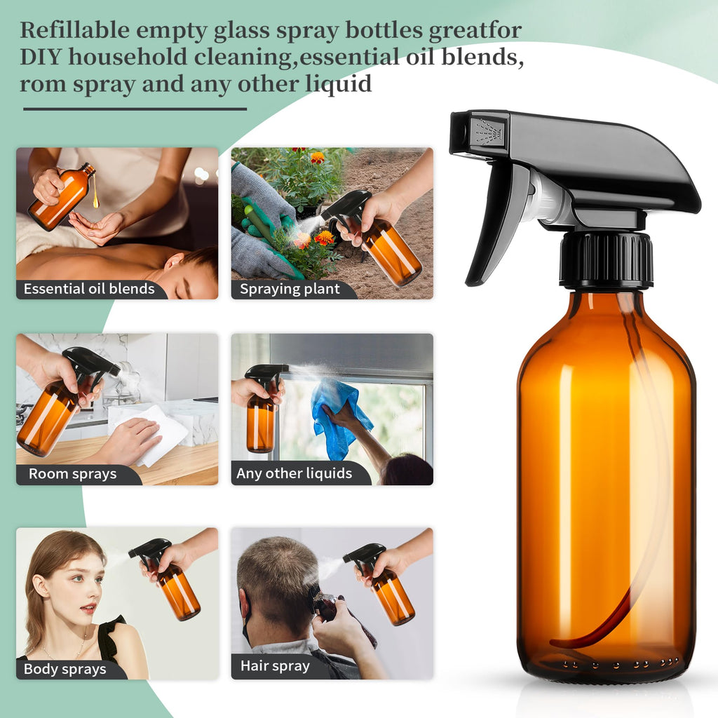 8oz Amber Glass Spray Bottles (3 Count)