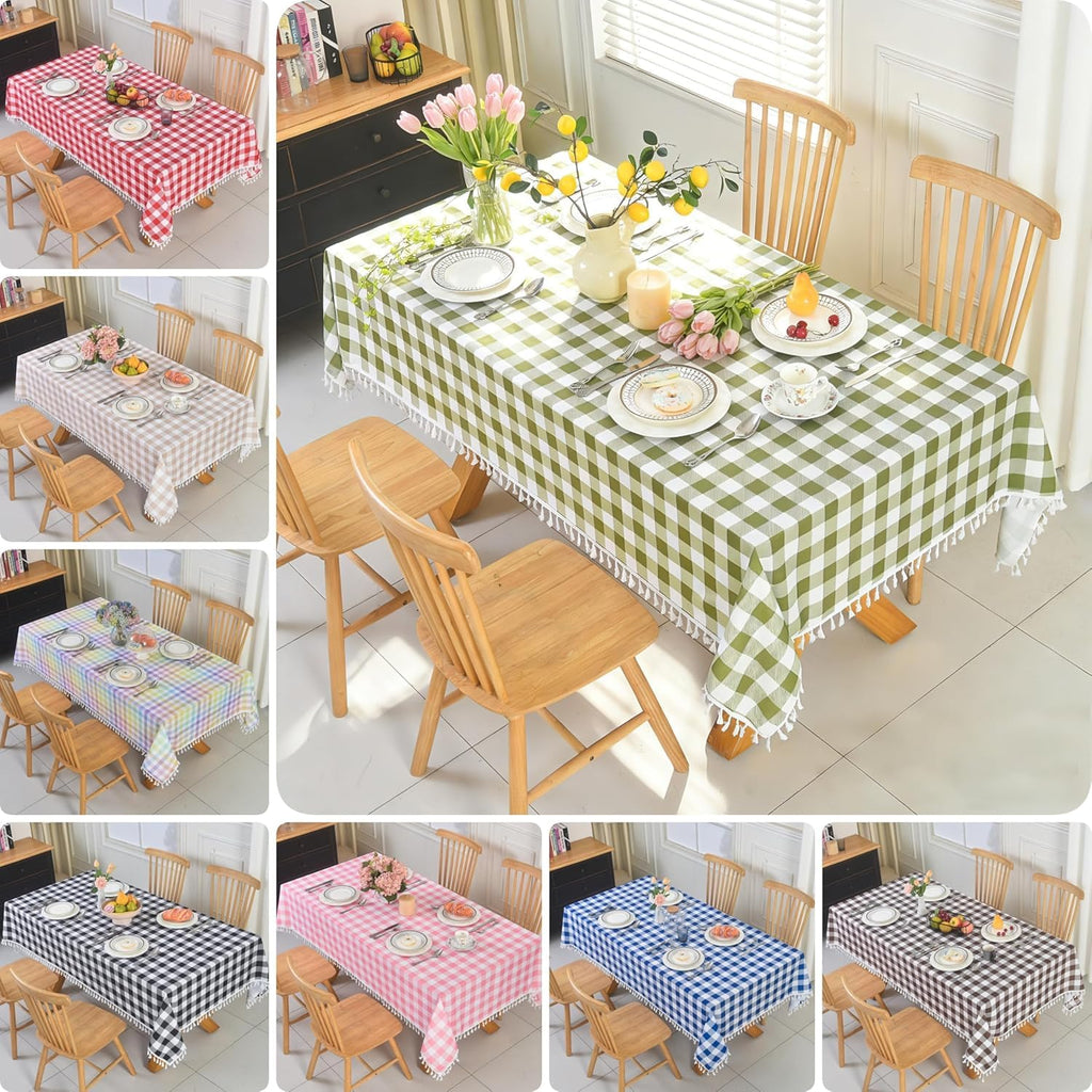 Waterproof Checkered Tablecloth Runner Fabric