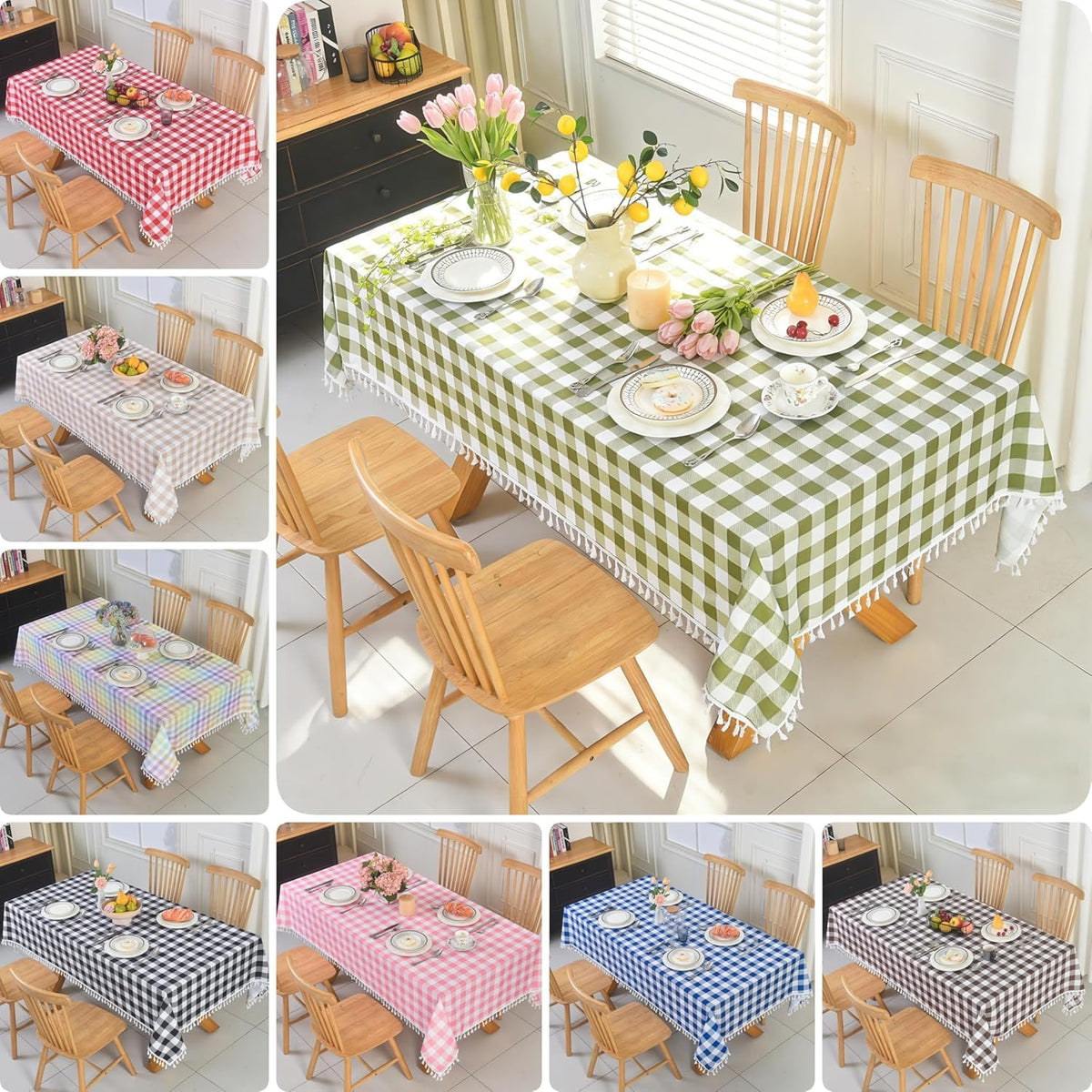 Waterproof Checkered Tablecloth Runner Fabric