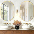 TRAHOME Oval Bathroom Mirror, 2 Pack 20"x30" Gold Vanity Mirror for Over Sink, Bedroom, Living Room, Entryway, Modern Mounted Metal Frame Wall Mirror