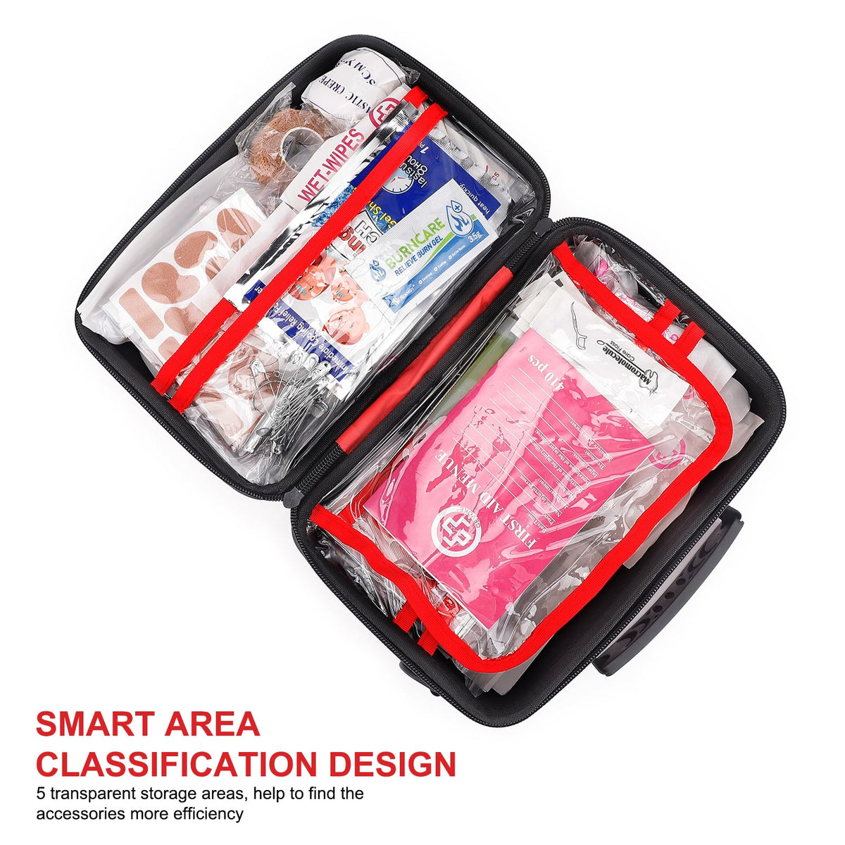 Gevoke First Aid Kit - 410 Piece, Waterproof, Red