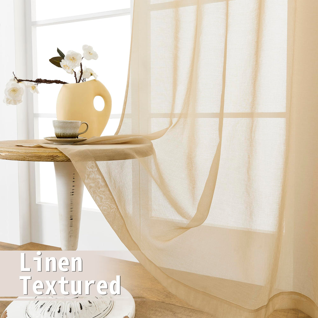 Sheer Door Curtain Closet Linen Textured Curtains Sheer Doorway Light Filtering Voile Patio Glass Doors Rod Pocket Curtain French Door