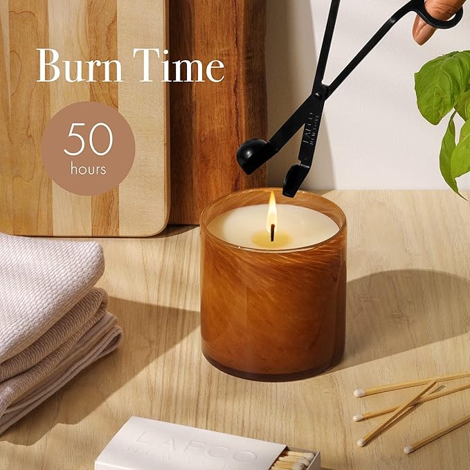 LAFCO New York Classic Candle, Amber Black Vanilla - 6.5 oz - 50-Hour Burn Time - Reusable, Hand Blown Glass Vessel - Made in The USA