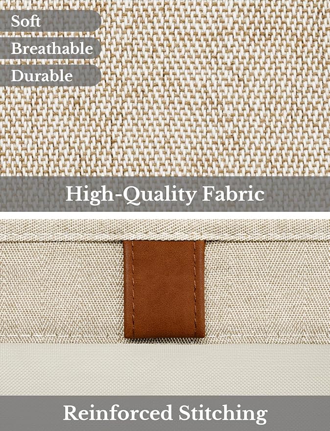 StorageWorks Closet Storage Bins, Large Storage Baskets with Clear Window and Handles, Foldable Fabric Organizer for Clothes, Shelves, Brown and Beige, 3 Pack